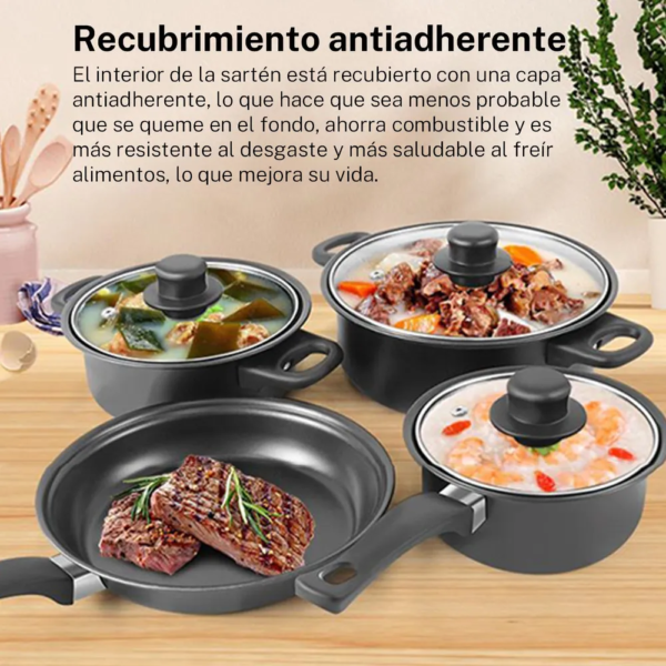 Juego de Ollas y utensilio 13 piezas Negro