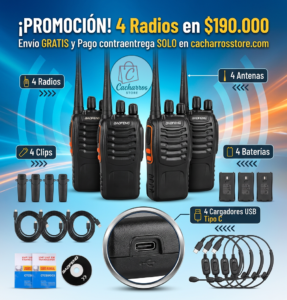 Radios 888H Baofeng x 4 und Carga Usb Tipo C